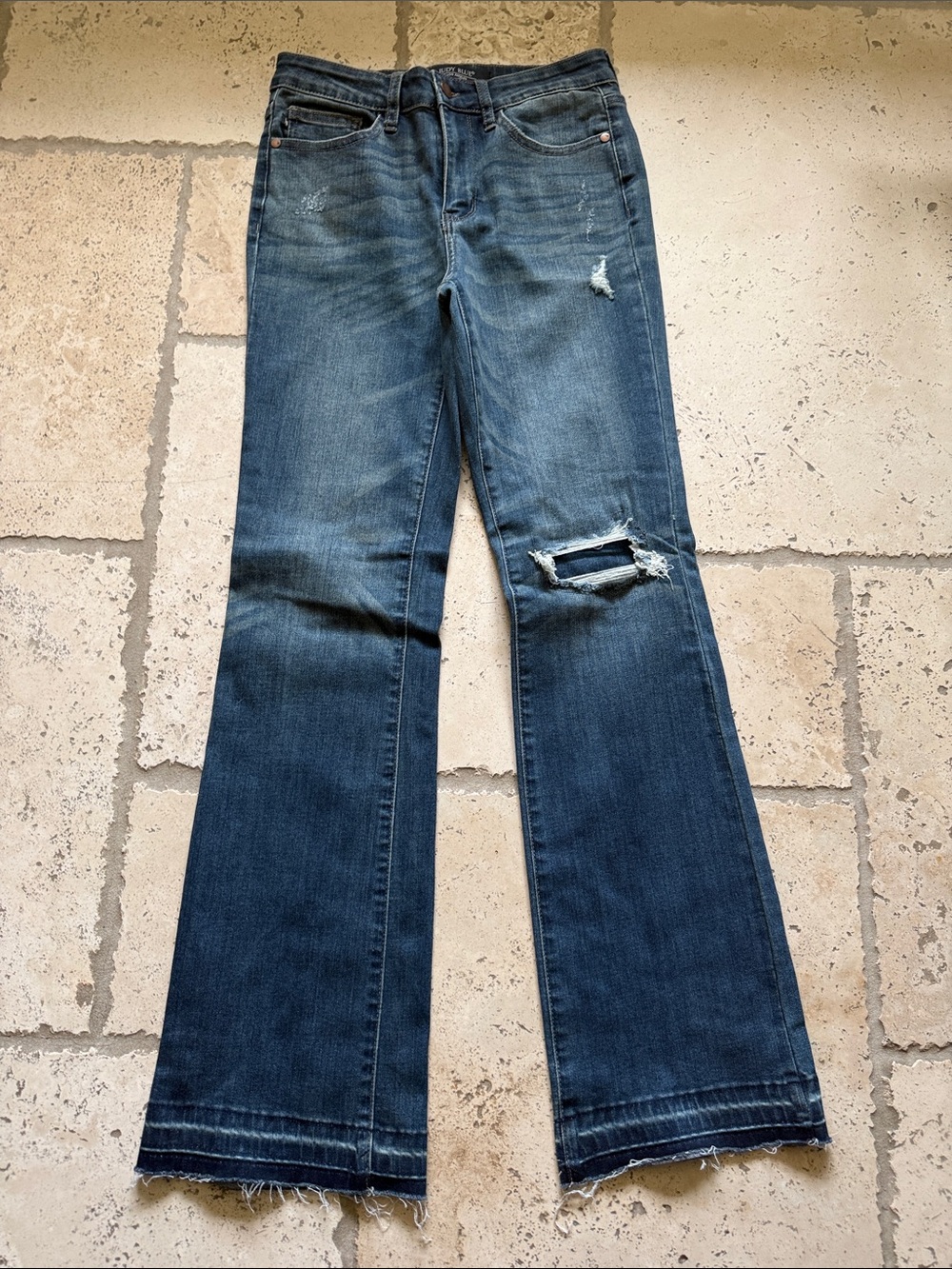 Judy Blue Dark Blue Distressed Bootcut Jeans